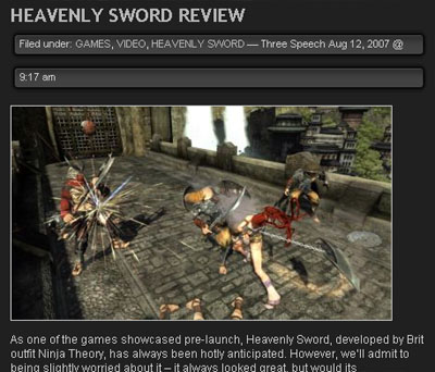 Heavenly Sword PR review SHAME