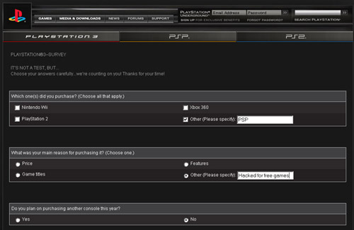 PS3 desperation survey